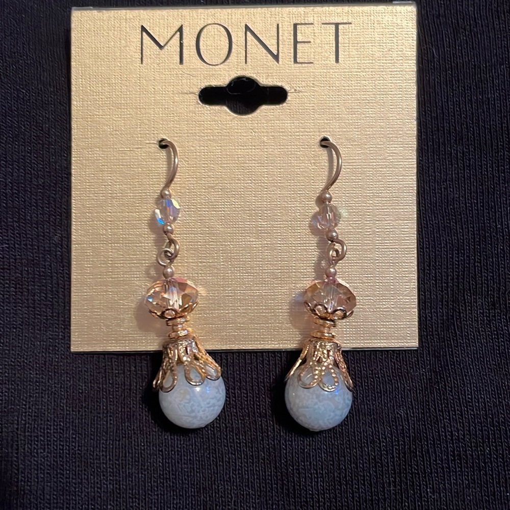Blue Chalcedony stone earrings NWT